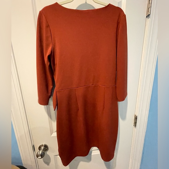 Express Burnt Orange Faux Wrap Size Large Dress - Picture 4 of 5